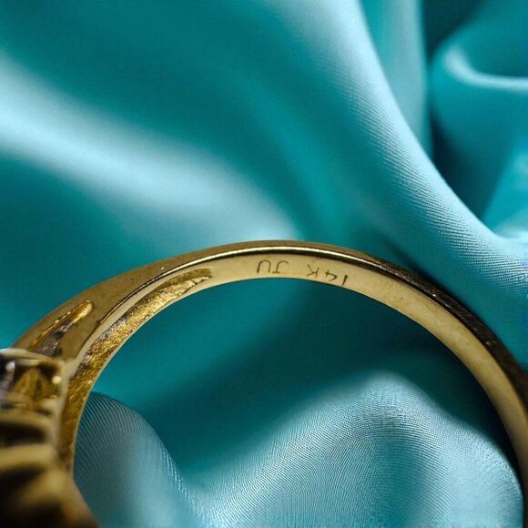 VINTAGE- 14K Gold -Natural Ruby Diamond Ring -Size 6- 1/2CTTW- Cluster Ring -3g - Picture 5 of 16